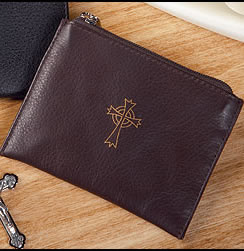 brown leather zipper Rosary case